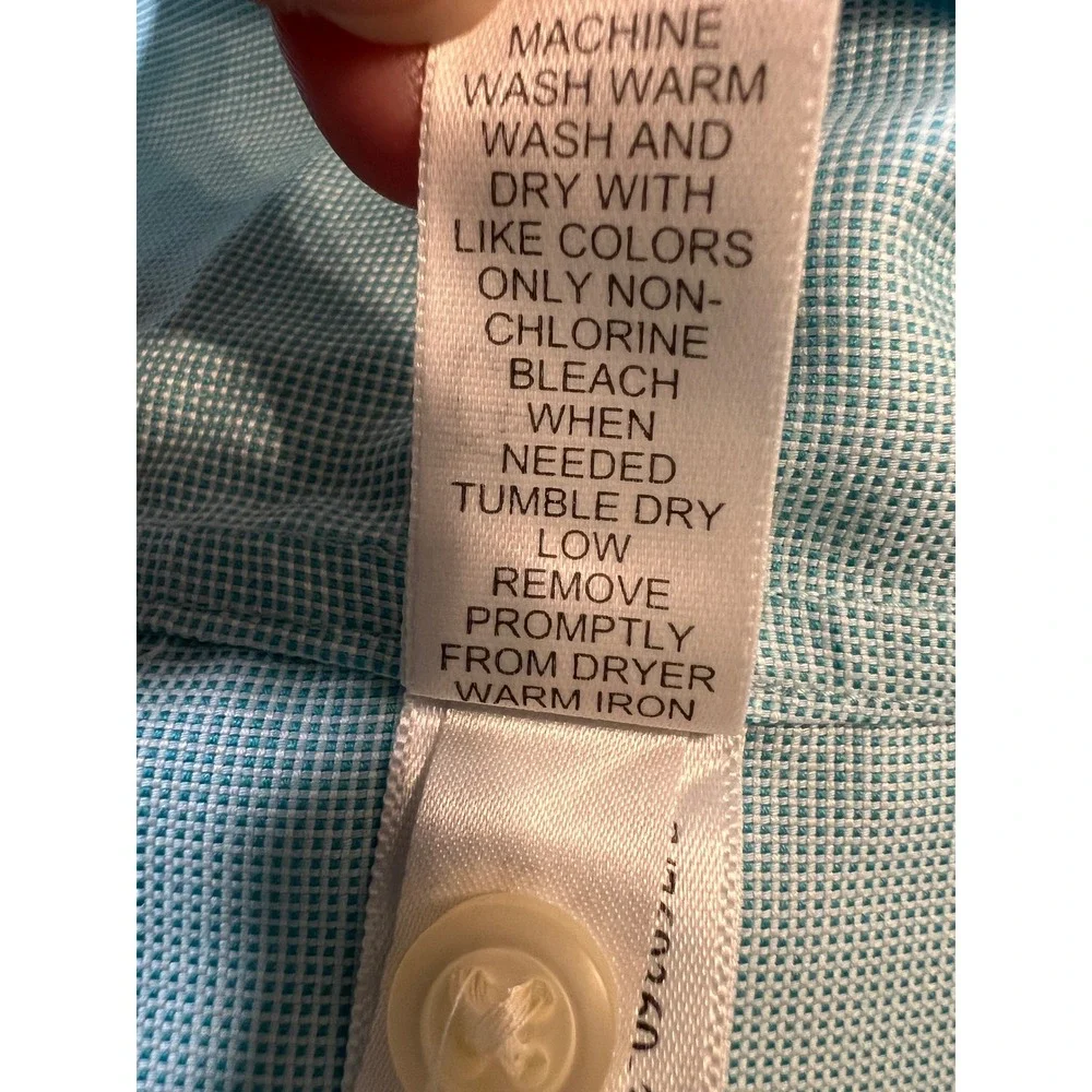 Banana Republic Mens Non-Iron Slim Fit Shirt Light Green Micro Check Medium